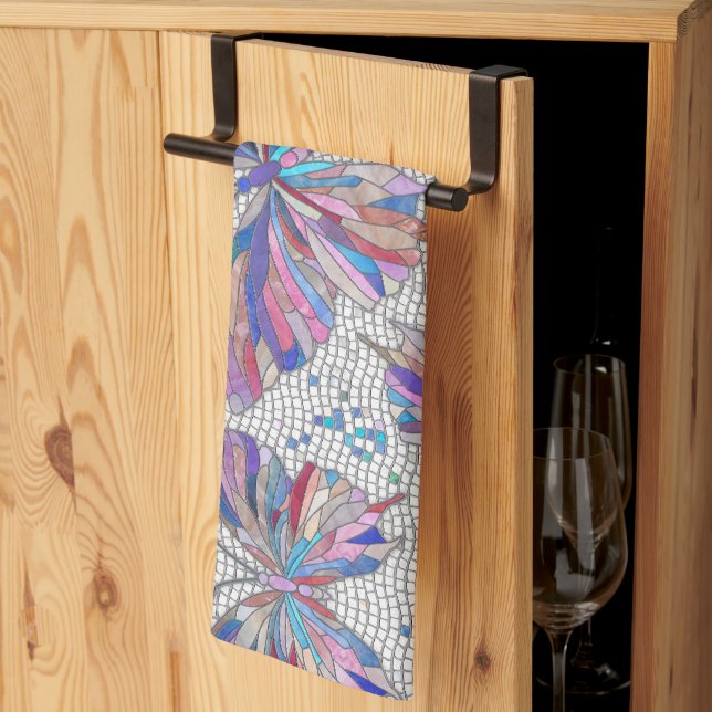 Butterfly Mosaic Pattern - pastels Kitchen Towel (Thirds Fold)