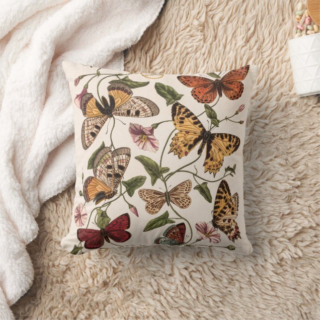 Butterfly &Moth by Paul Gervais Throw Pillow (Blanket)