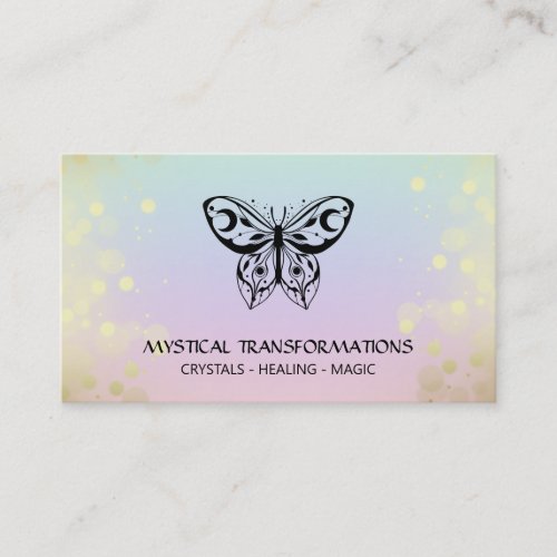  Butterfly Moth Magic Boho Rainbow Pastel Business Card