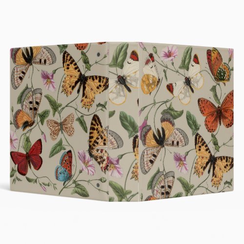 Butterfly Moth Nature Collection Drawing 3 Ring Binder