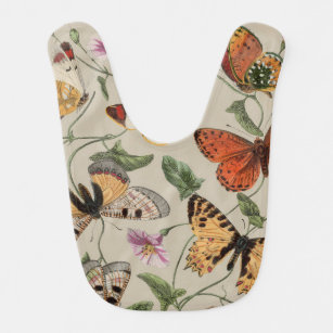 Butterfly Moth Nature Collection Drawing Baby Bib