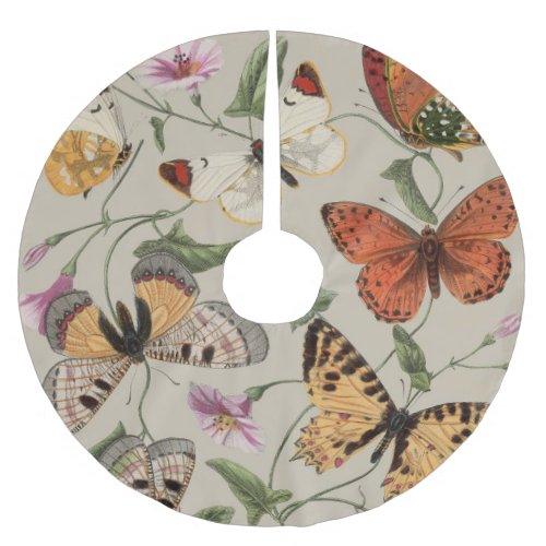 Butterfly Moth Nature Collection Drawing Brushed Polyester Tree Skirt