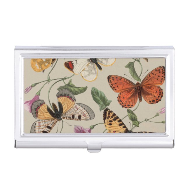 Butterfly Moth Nature Collection Drawing Business Card Case (Front)