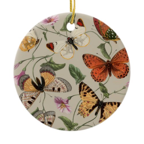 Butterfly Moth Nature Collection Drawing Ceramic Ornament