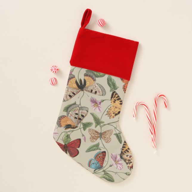Butterfly Moth Nature Collection Drawing Christmas Stocking (Front)