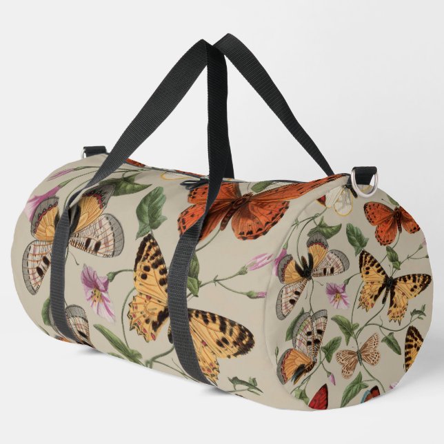Butterfly Moth Nature Collection Drawing Duffle Bag (Left Corner)
