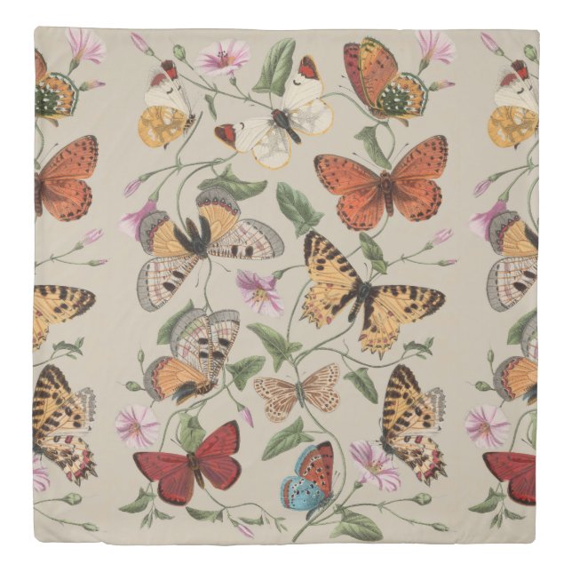Butterfly Moth Nature Collection Drawing Duvet Cover (Front)