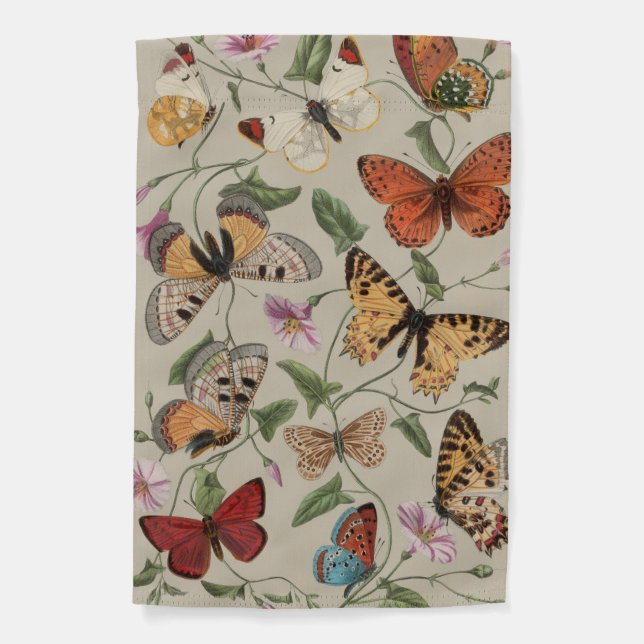 Butterfly Moth Nature Collection Drawing Garden Flag (Front)