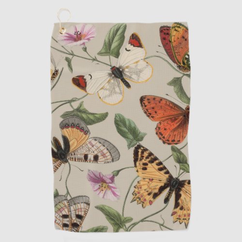 Butterfly Moth Nature Collection Drawing Golf Towel