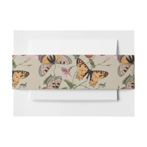 Butterfly Moth Nature Collection Drawing Invitation Belly Band