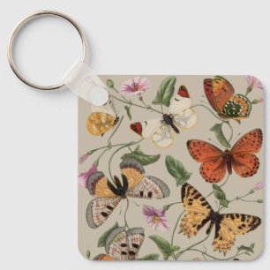 Butterfly Moth Nature Collection Drawing Keychain