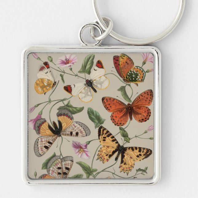 Butterfly Moth Nature Collection Drawing Keychain (Front)