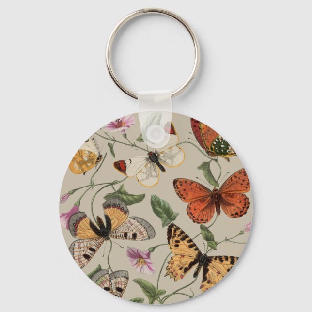 Butterfly Moth Nature Collection Drawing Keychain (Front)