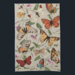Butterfly Moth Nature Collection Drawing Kitchen Towel<br><div class="desc">Butterflies and moths from an 1842 book called Le Jardin Des Plantes by Paul Gervais. The antique watercolor paintings in a scientific style are illustrated wildlife insect nature drawings.</div>