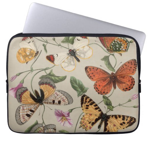 Butterfly Moth Nature Collection Drawing Laptop Sleeve