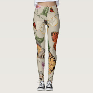 Butterfly Moth Nature Collection Drawing Leggings