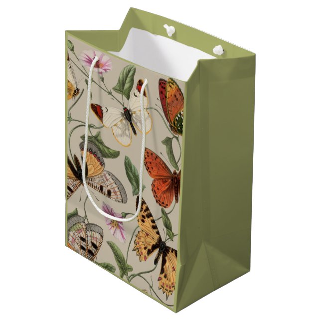 Butterfly Moth Nature Collection Drawing Medium Gift Bag (Front Angled)