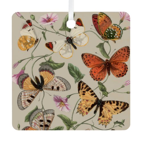 Butterfly Moth Nature Collection Drawing Metal Ornament