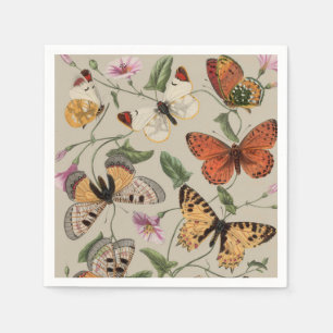 Butterfly Moth Nature Collection Drawing Napkins