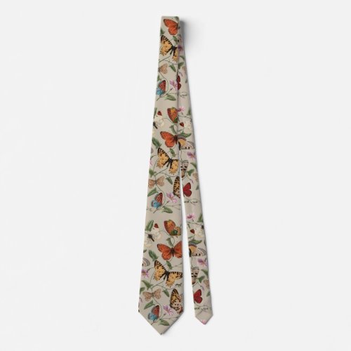 Butterfly Moth Nature Collection Drawing Neck Tie