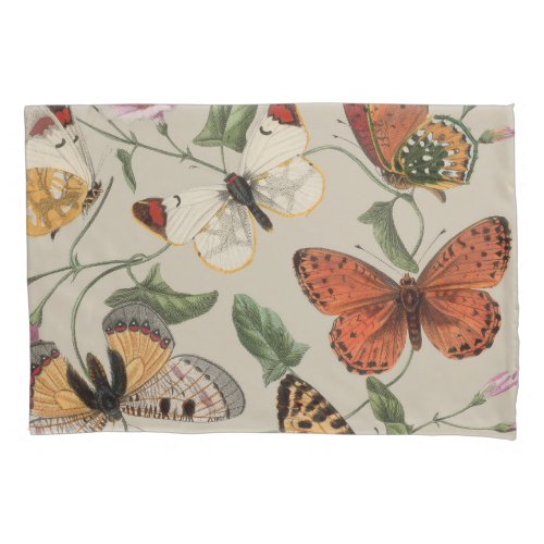 Butterfly Moth Nature Collection Drawing Pillow Case