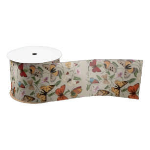 Butterfly Moth Nature Collection Drawing Satin Ribbon