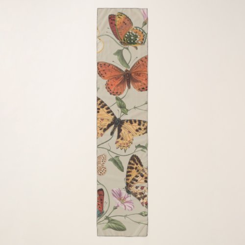 Butterfly Moth Nature Collection Drawing Scarf