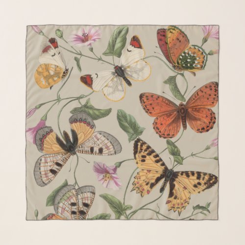 Butterfly Moth Nature Collection Drawing Scarf