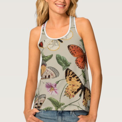 Butterfly Moth Nature Collection Drawing Tank Top