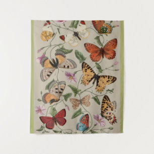 Butterfly Moth Nature Collection Drawing Tapestry