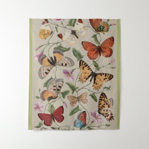 Butterfly Moth Nature Collection Drawing Tapestry
