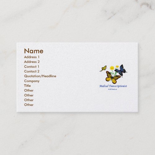 Butterfly MT Business Card Templates