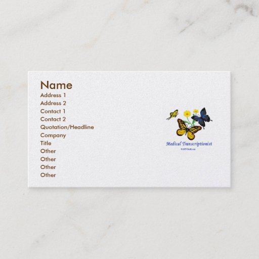 Customizable Butterfly MT Business Card Templates