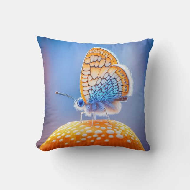 Butterfly Mushroom Calm Tranquil Nature Peaceful  Throw Pillow (Front)