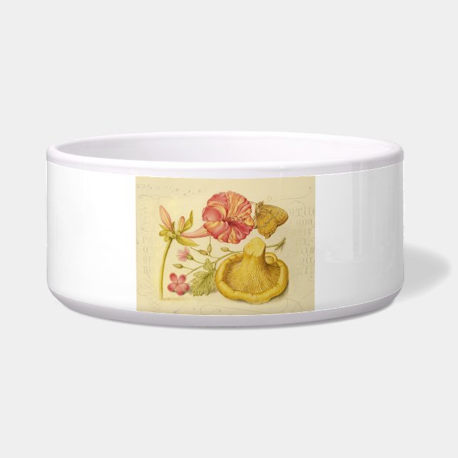Butterfly Mushroom Flower Watercolor Painting Bowl (Front)