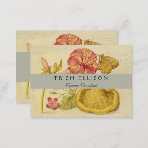 Butterfly Mushroom Flower Watercolor Painting Business Card