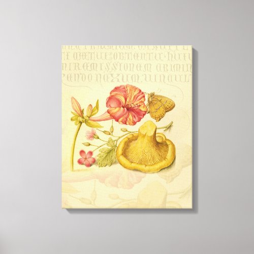 Butterfly Mushroom Flower Watercolor Painting Canvas Print