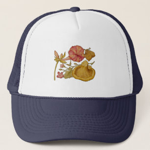 Butterfly Mushroom Flower Watercolor Painting Trucker Hat