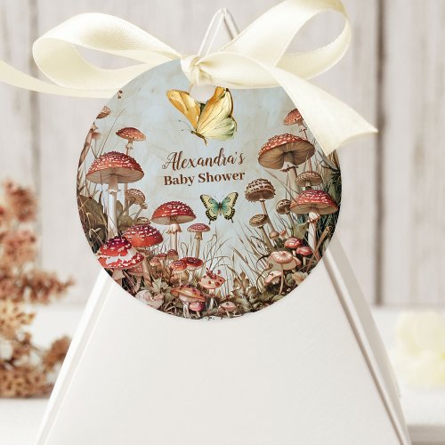 Butterfly Mushroom Woodland Nature Baby Shower Classic Round Sticker