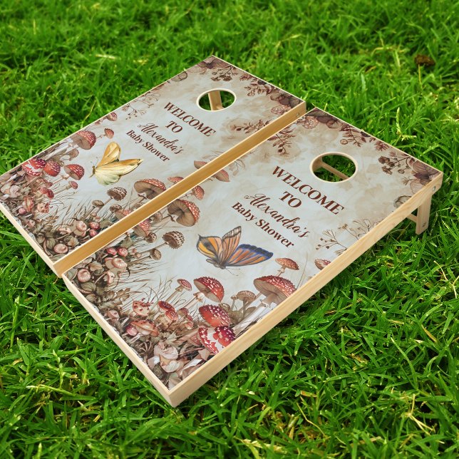 Butterfly Mushroom Woodland Nature Baby Shower Cornhole Set (Creator Uploaded)