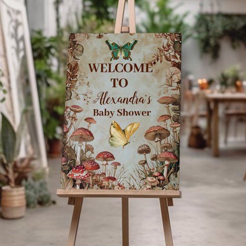 Butterfly Mushroom Woodland Nature Baby Shower Foam Board