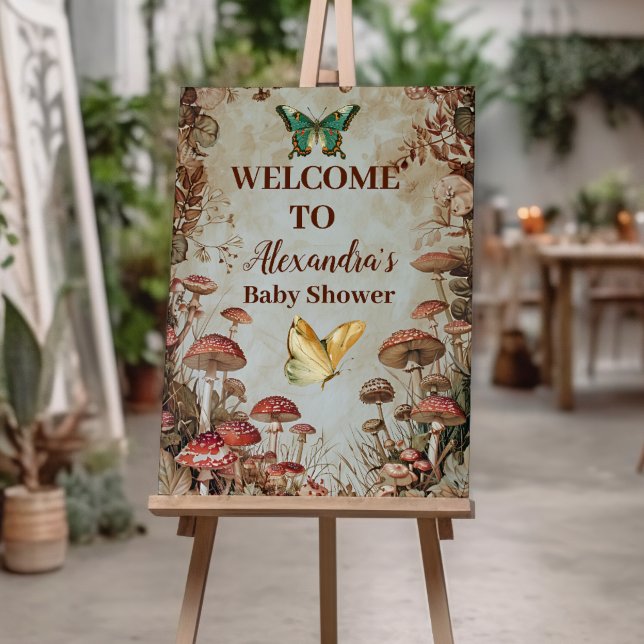 Butterfly Mushroom Woodland Nature Baby Shower Foam Board (Creator Uploaded)