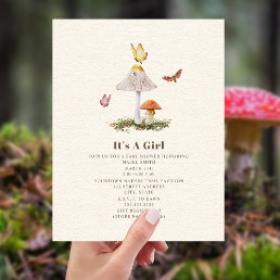 Butterfly Mushroom Woodland Nature Baby Shower  Invitation