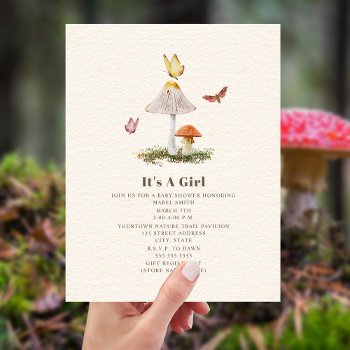 Butterfly Mushroom Woodland Nature Baby Shower  Invitation by JillsPaperie at Zazzle