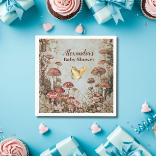 Butterfly Mushroom Woodland Nature Baby Shower Napkins