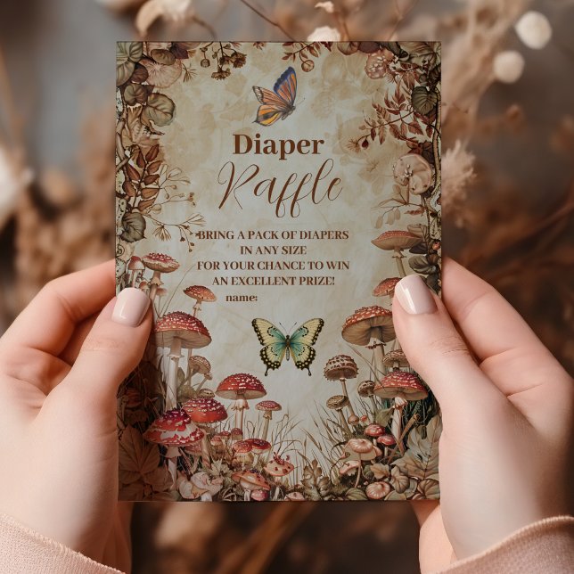 Butterfly Mushroom Woodland Nature Diapper Raffle Enclosure Card (Creator Uploaded)