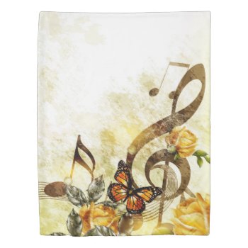 Butterfly Music Notes (1 Side) Twin Duvet Cover by FantasyPillows at Zazzle
