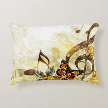 Butterfly Music Notes Accent Pillow by FantasyPillows at Zazzle