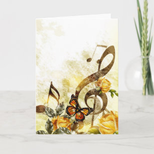 Butterfly Music Notes Greeting Card