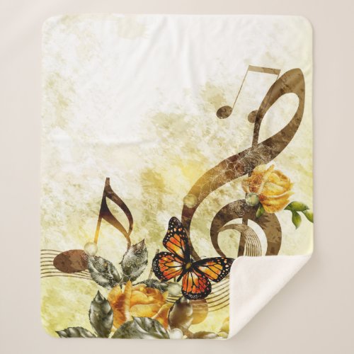 Butterfly Music Notes Medium Sherpa Fleece Blanket